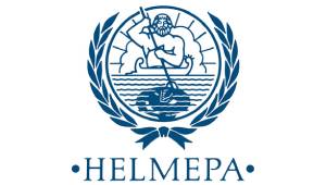 Helmepa logo with animated picture of man in boat