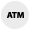 White ATM sign with black letters