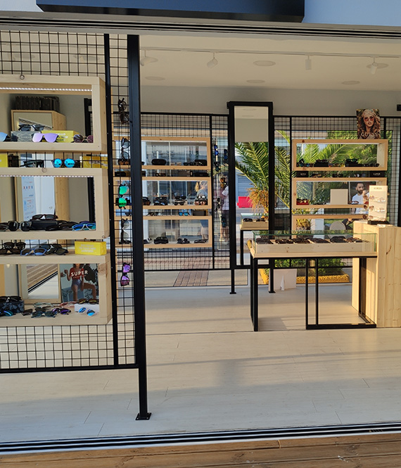 Interior of Occhio Papavassiliou pop up store at Flisvos Marina, Athens