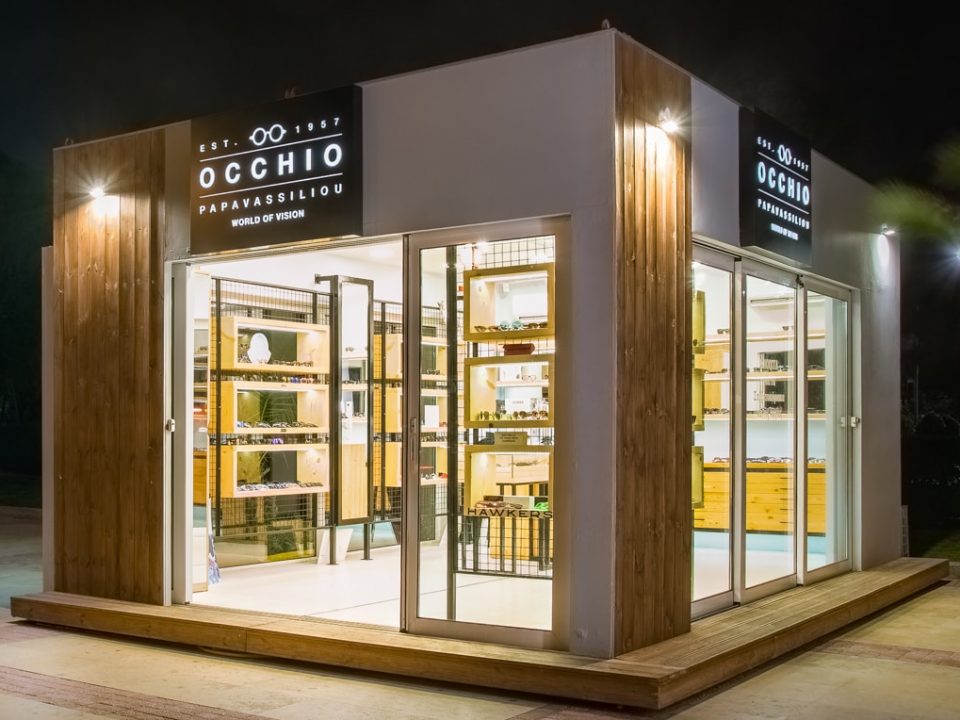 Exterior Occhio Papavassiliou glasses store at Flisvos Marina, Athens