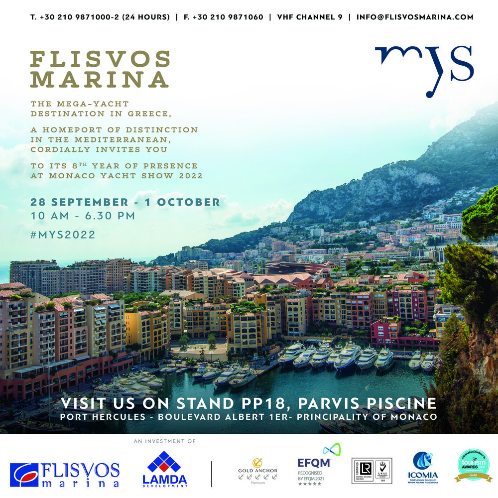 Flisvos Marina welcomes you at the Monaco Yacht Show 2022